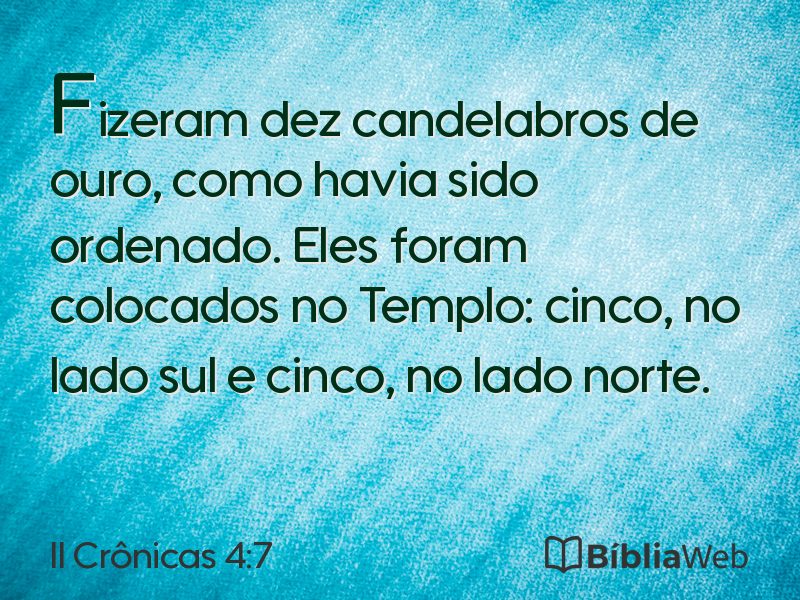 II Crônicas 4:7 em imagem para compartilhar