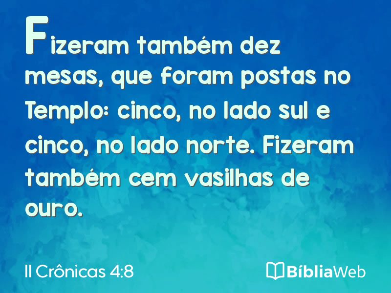 II Crônicas 4:8 em imagem para compartilhar