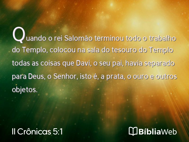II Crônicas 5:1 em imagem para compartilhar