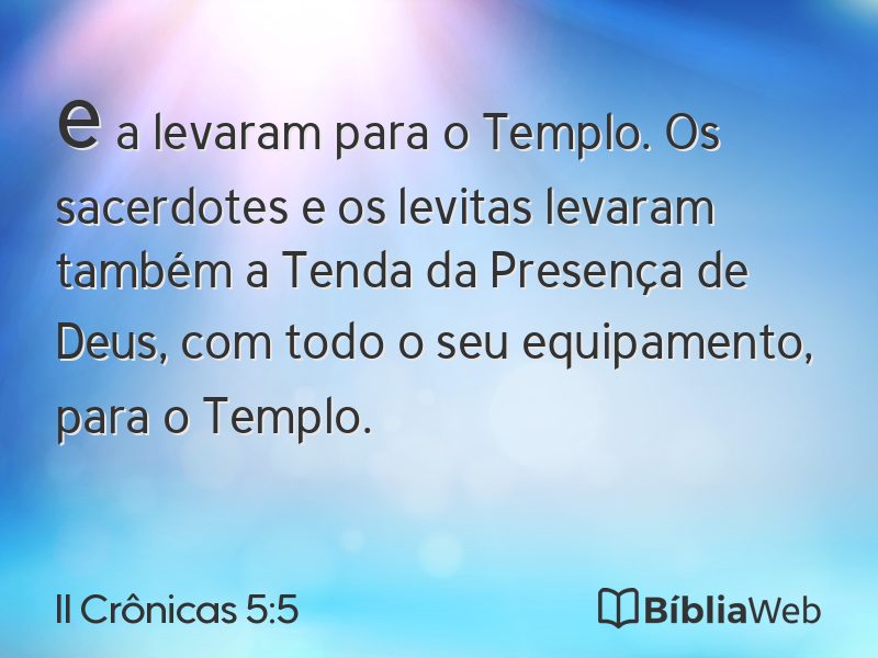 II Crônicas 5:5 em imagem para compartilhar