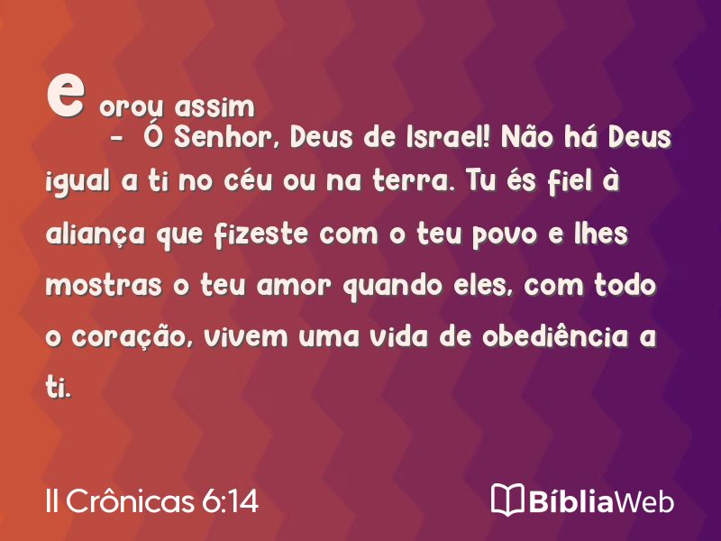 II Crônicas 6:14 em imagem para compartilhar