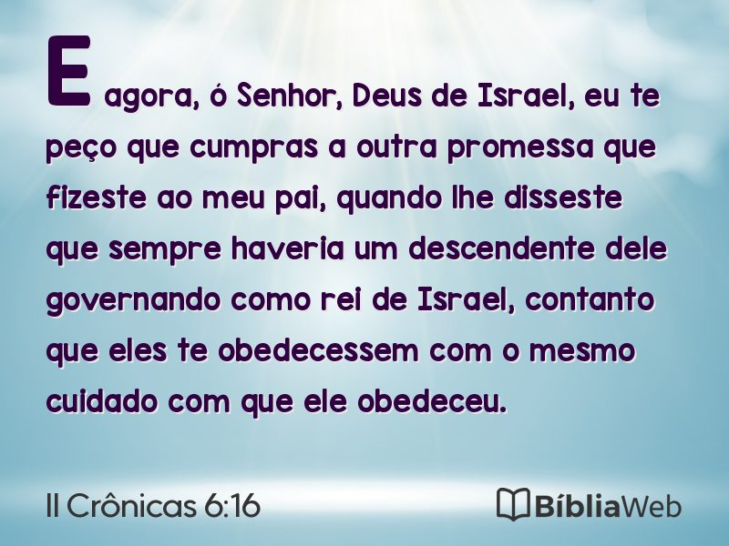 II Crônicas 6:16 em imagem para compartilhar