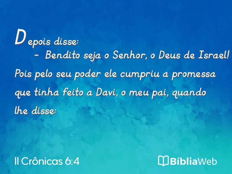 II Crônicas 6:4 em imagem para compartilhar