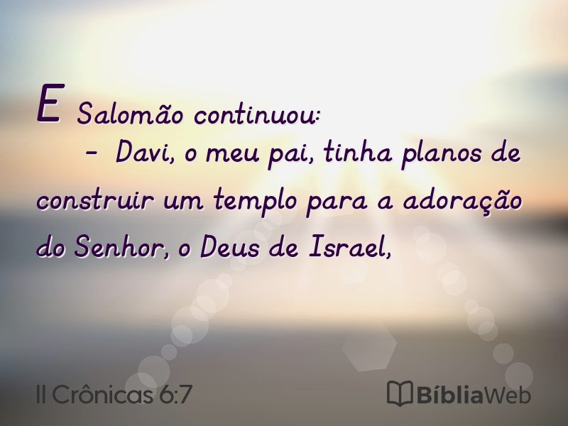 II Crônicas 6:7 em imagem para compartilhar