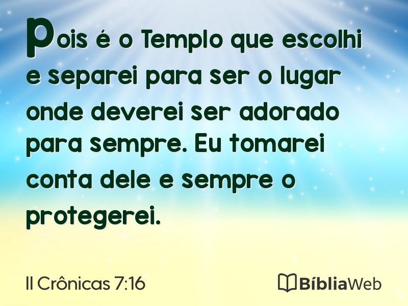 II Crônicas 7:16 em imagem para compartilhar