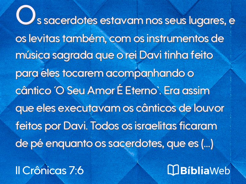 II Crônicas 7:6 em imagem para compartilhar