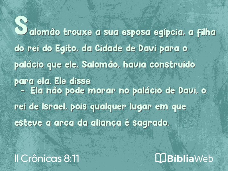 II Crônicas 8:11 em imagem para compartilhar