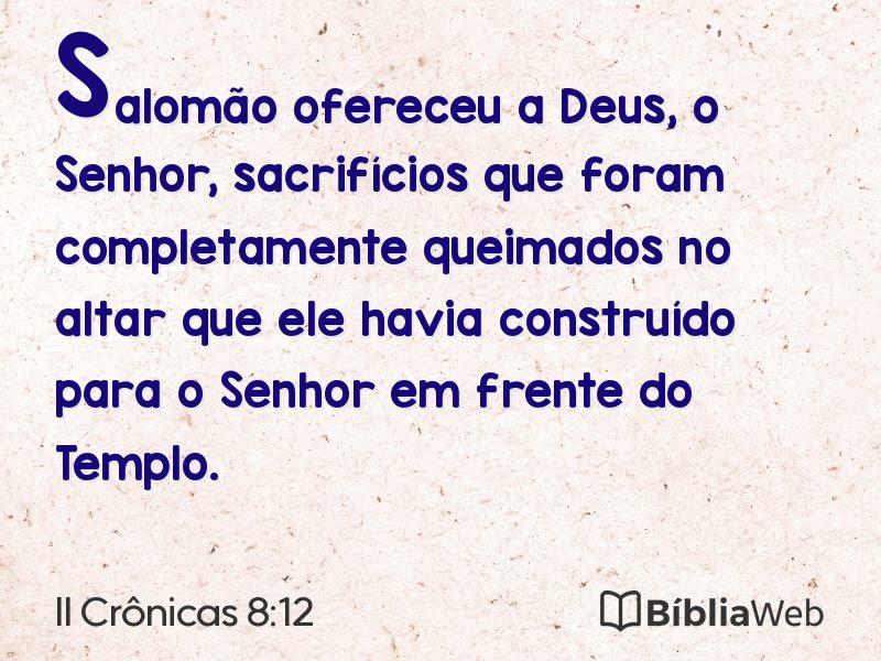 II Crônicas 8:12 em imagem para compartilhar