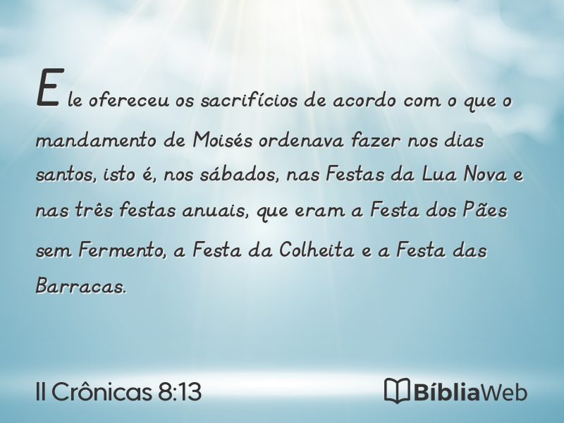 II Crônicas 8:13 em imagem para compartilhar