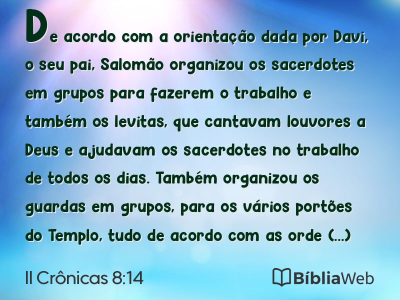 II Crônicas 8:14 em imagem para compartilhar