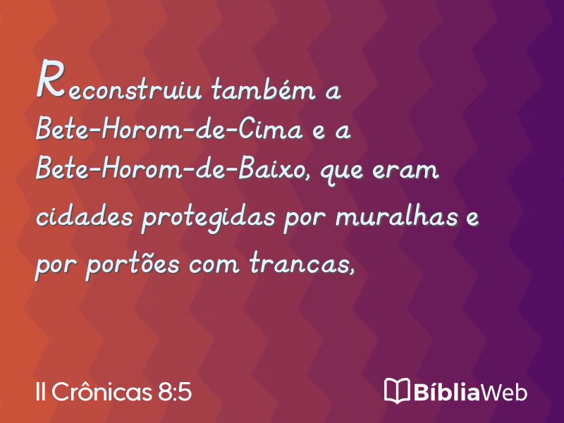 II Crônicas 8:5 em imagem para compartilhar
