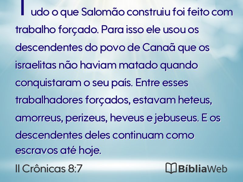 II Crônicas 8:7 em imagem para compartilhar