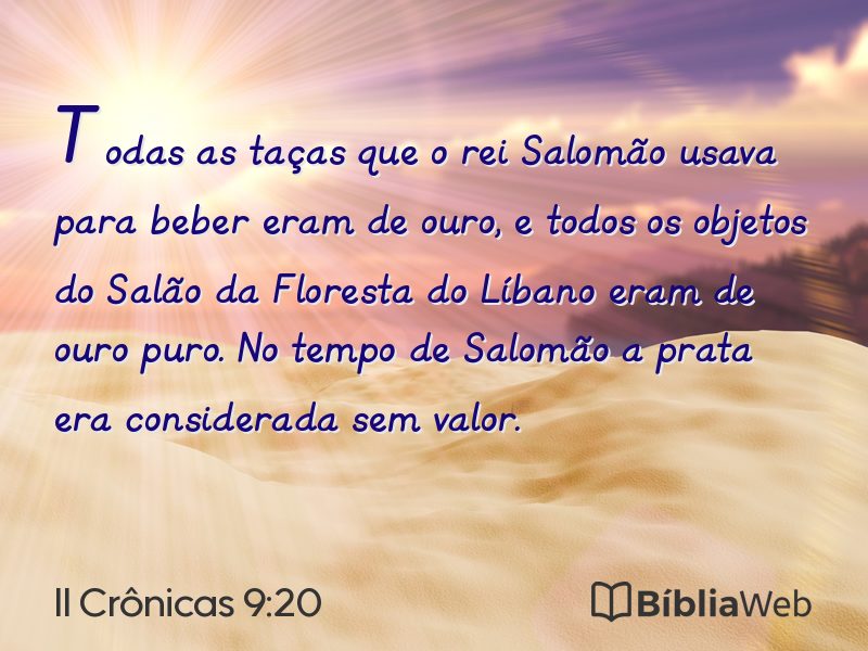 II Crônicas 9:20 em imagem para compartilhar