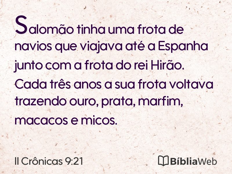 II Crônicas 9:21 em imagem para compartilhar