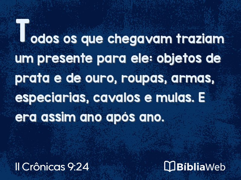 II Crônicas 9:24 em imagem para compartilhar