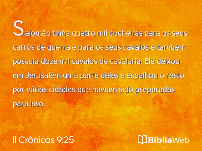 II Crônicas 9:25 em imagem para compartilhar