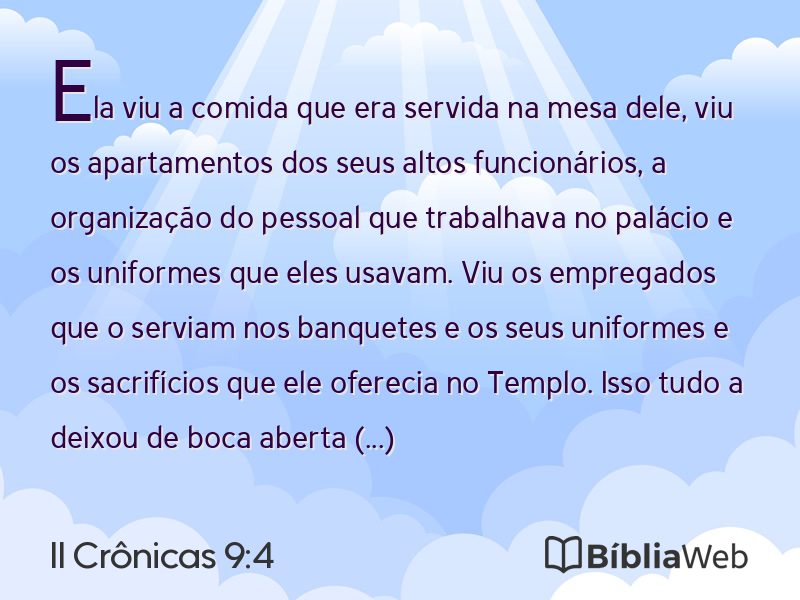 II Crônicas 9:4 em imagem para compartilhar