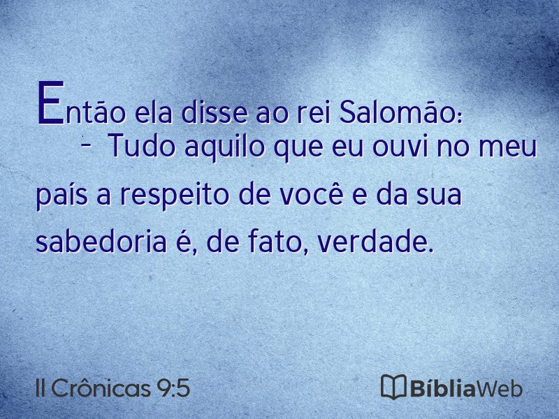 II Crônicas 9:5 em imagem para compartilhar