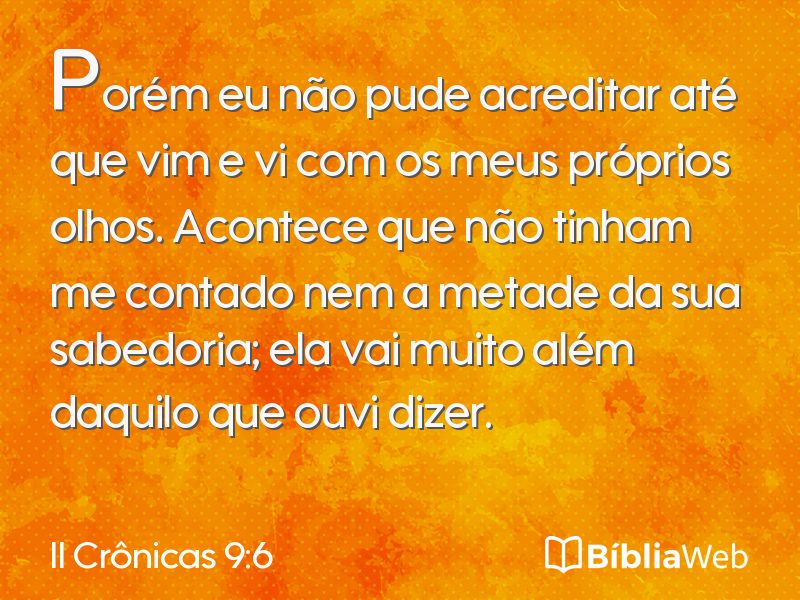 II Crônicas 9:6 em imagem para compartilhar