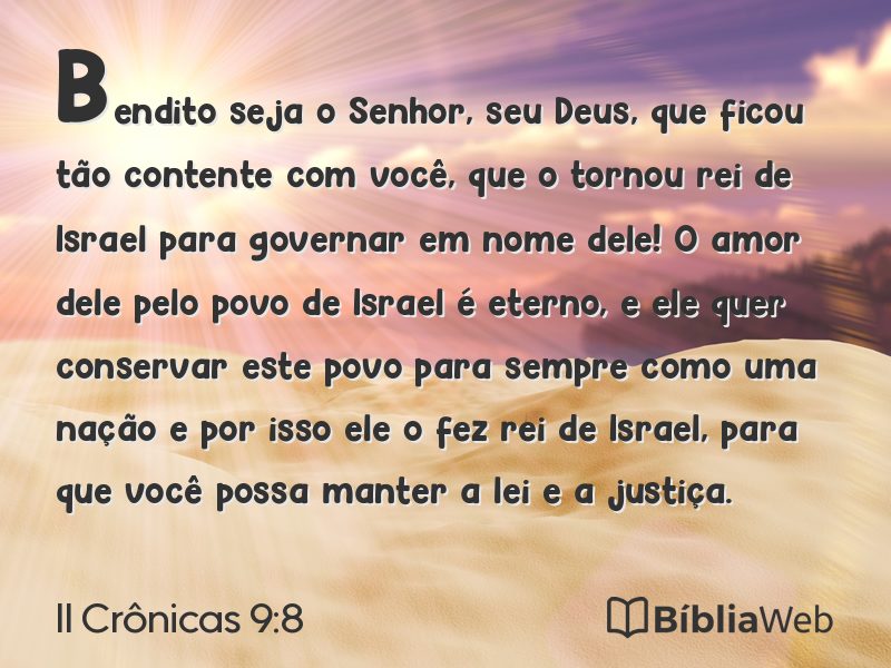 II Crônicas 9:8 em imagem para compartilhar