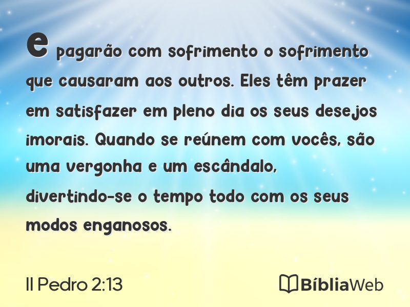 II Pedro 2:13 em imagem para compartilhar