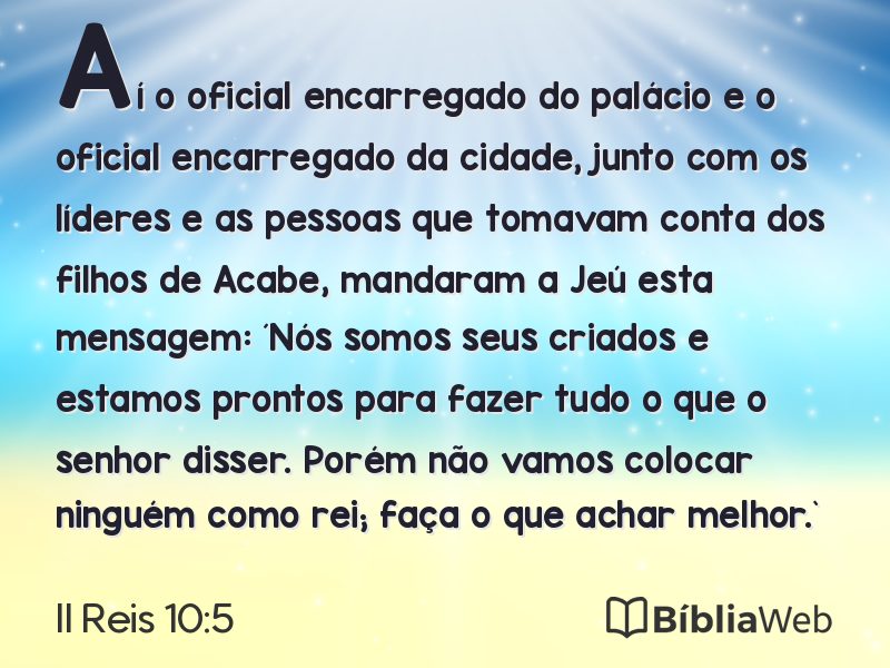 II Reis 10:5 em imagem para compartilhar
