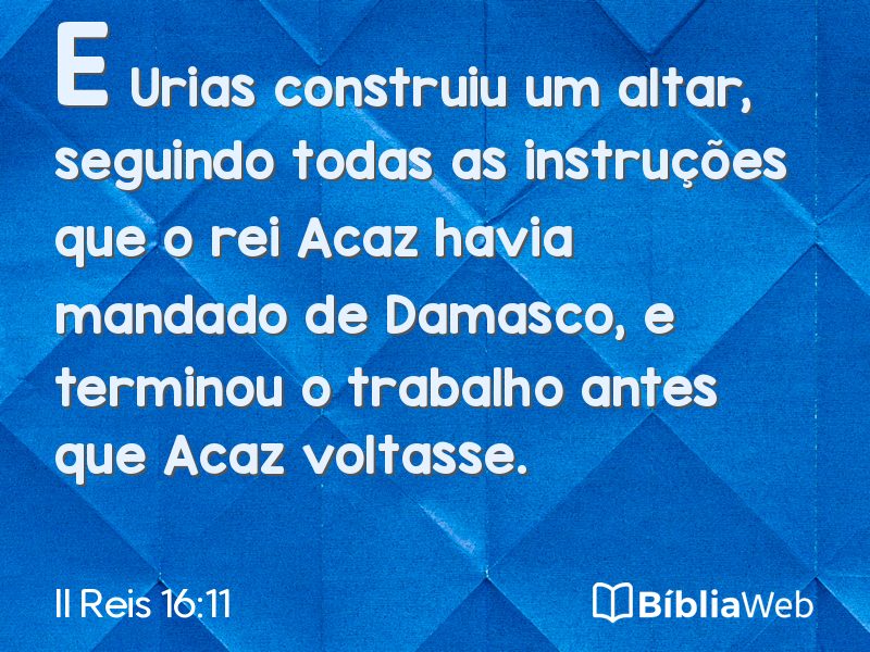 II Reis 16:11 em imagem para compartilhar