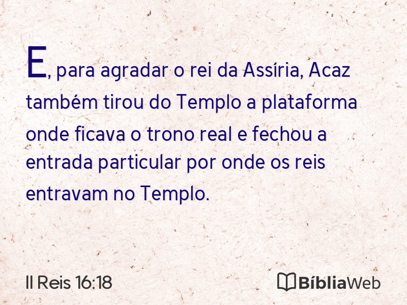II Reis 16:18 em imagem para compartilhar