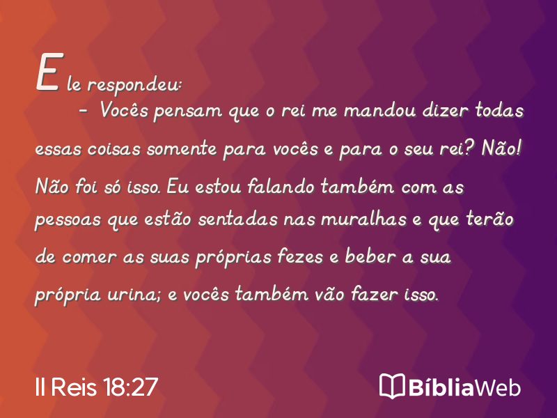 II Reis 18:27 em imagem para compartilhar