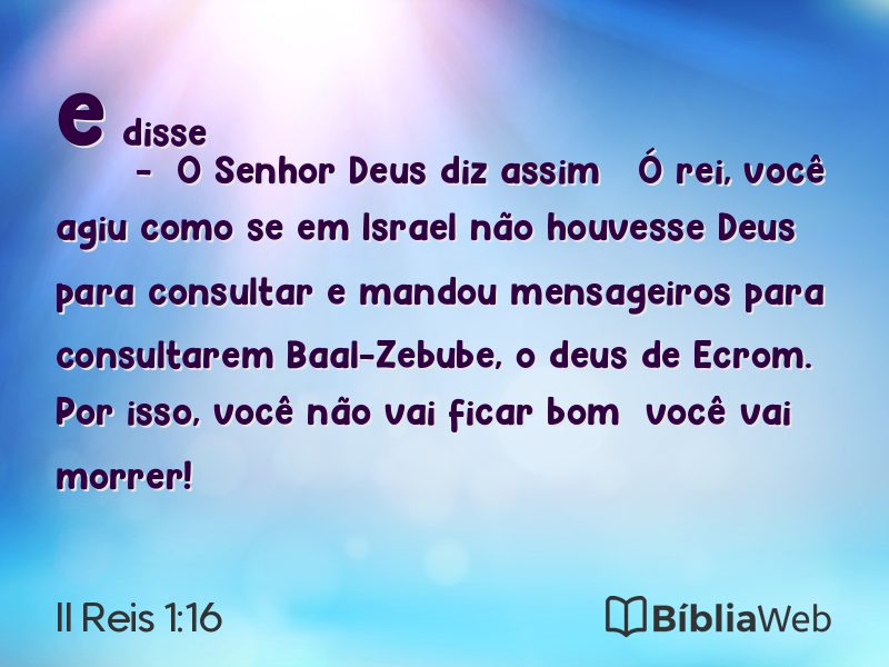 II Reis 1:16 em imagem para compartilhar