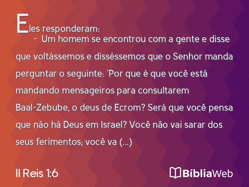 II Reis 1:6 em imagem para compartilhar