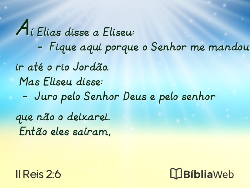 II Reis 2:6 em imagem para compartilhar