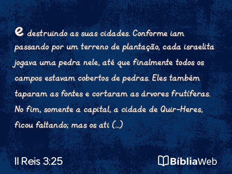 II Reis 3:25 em imagem para compartilhar