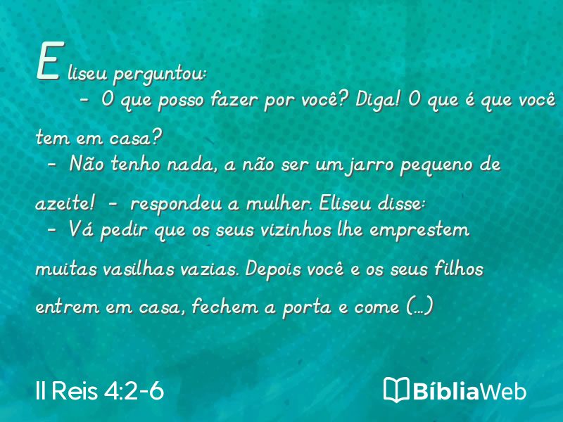 II Reis 4:2-6 em imagem para compartilhar