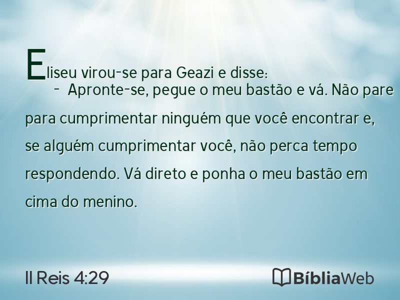 II Reis 4:29 em imagem para compartilhar