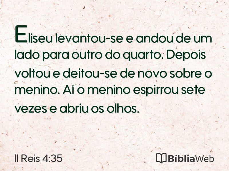 II Reis 4:35 em imagem para compartilhar