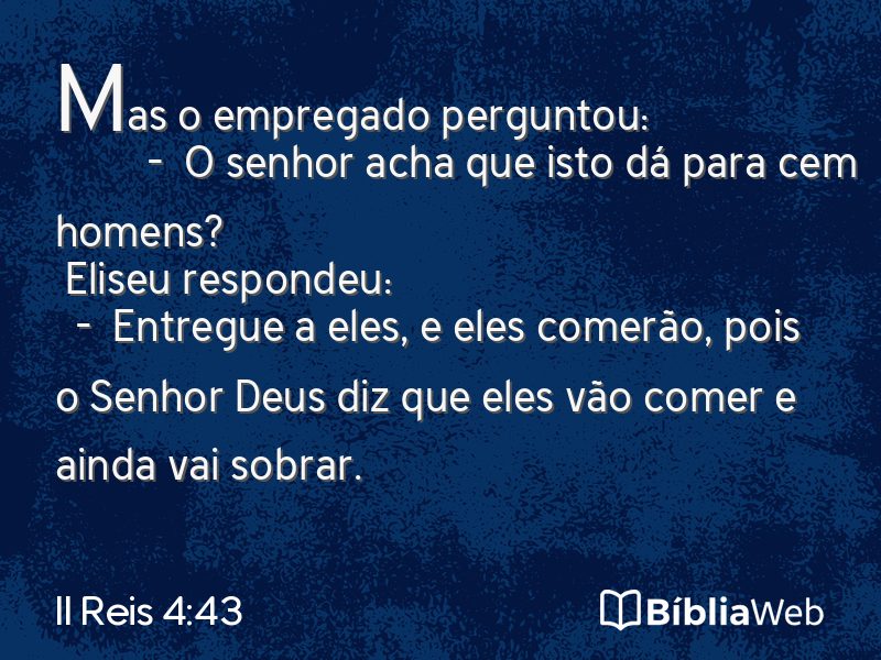 II Reis 4:43 em imagem para compartilhar