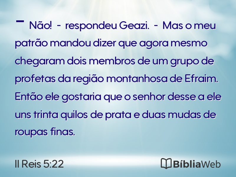 II Reis 5:22 em imagem para compartilhar