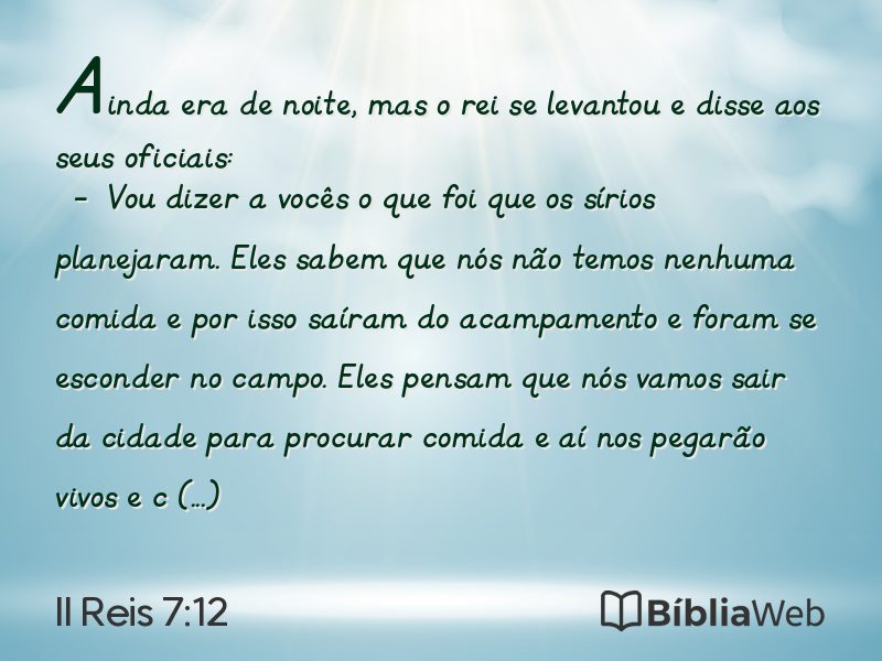 II Reis 7:12 em imagem para compartilhar