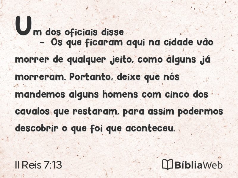 II Reis 7:13 em imagem para compartilhar