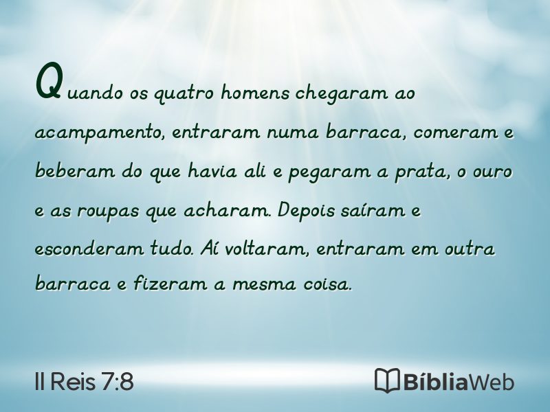 II Reis 7:8 em imagem para compartilhar