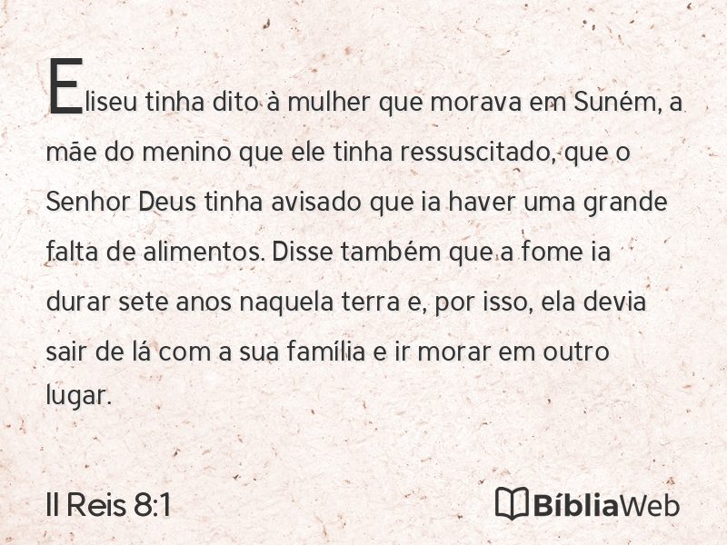 II Reis 8:1 em imagem para compartilhar