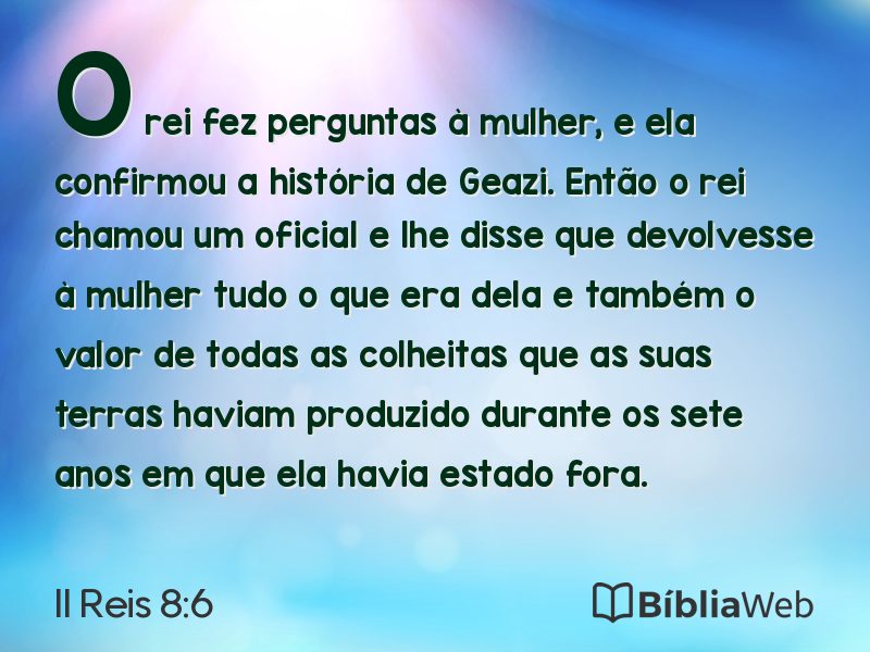 II Reis 8:6 em imagem para compartilhar