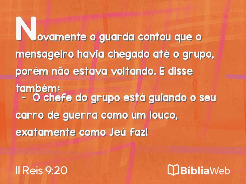 II Reis 9:20 em imagem para compartilhar
