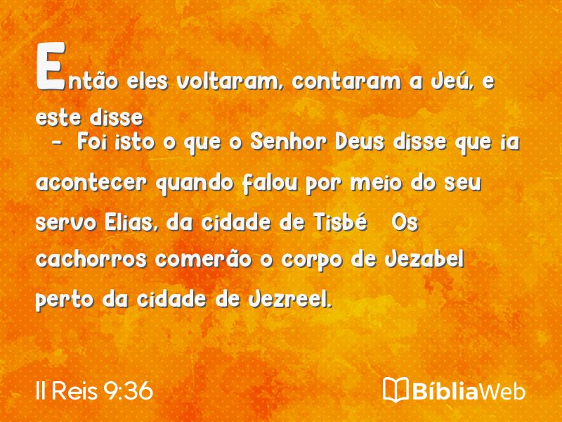 II Reis 9:36 em imagem para compartilhar