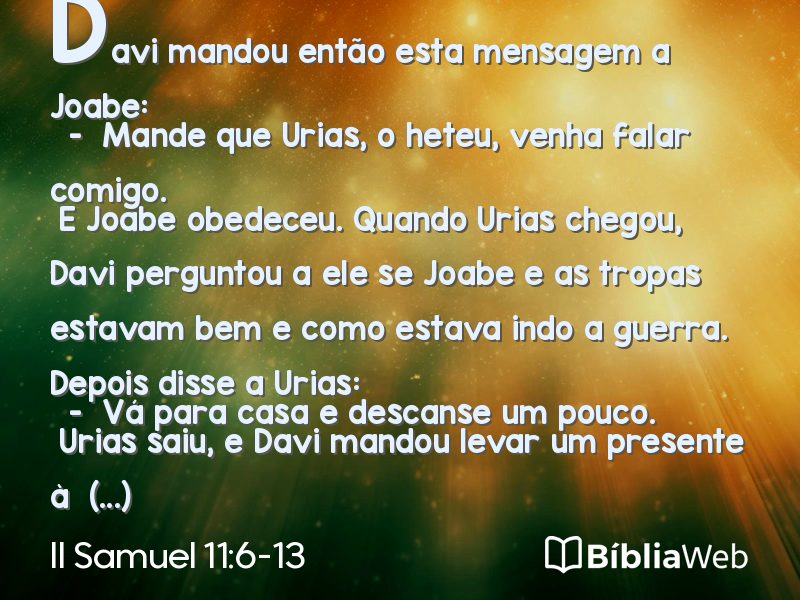 II Samuel 11:6-13 em imagem para compartilhar