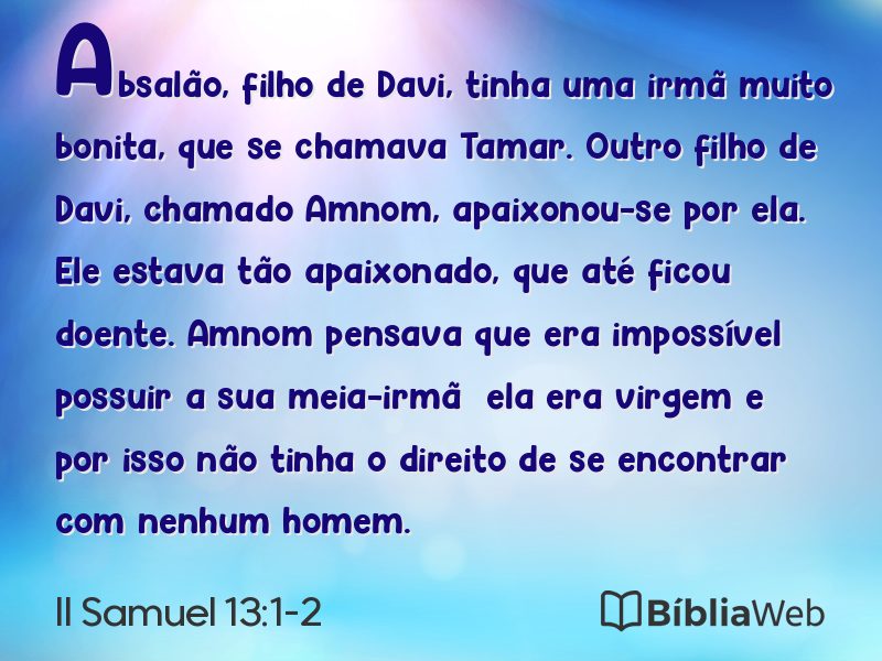II Samuel 13:1-2 em imagem para compartilhar