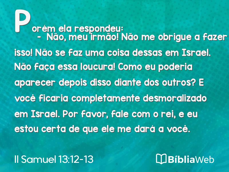 II Samuel 13:12-13 em imagem para compartilhar