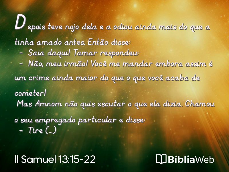 II Samuel 13:15-22 em imagem para compartilhar