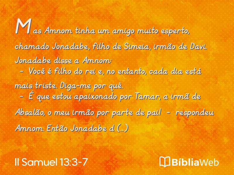 II Samuel 13:3-7 em imagem para compartilhar
